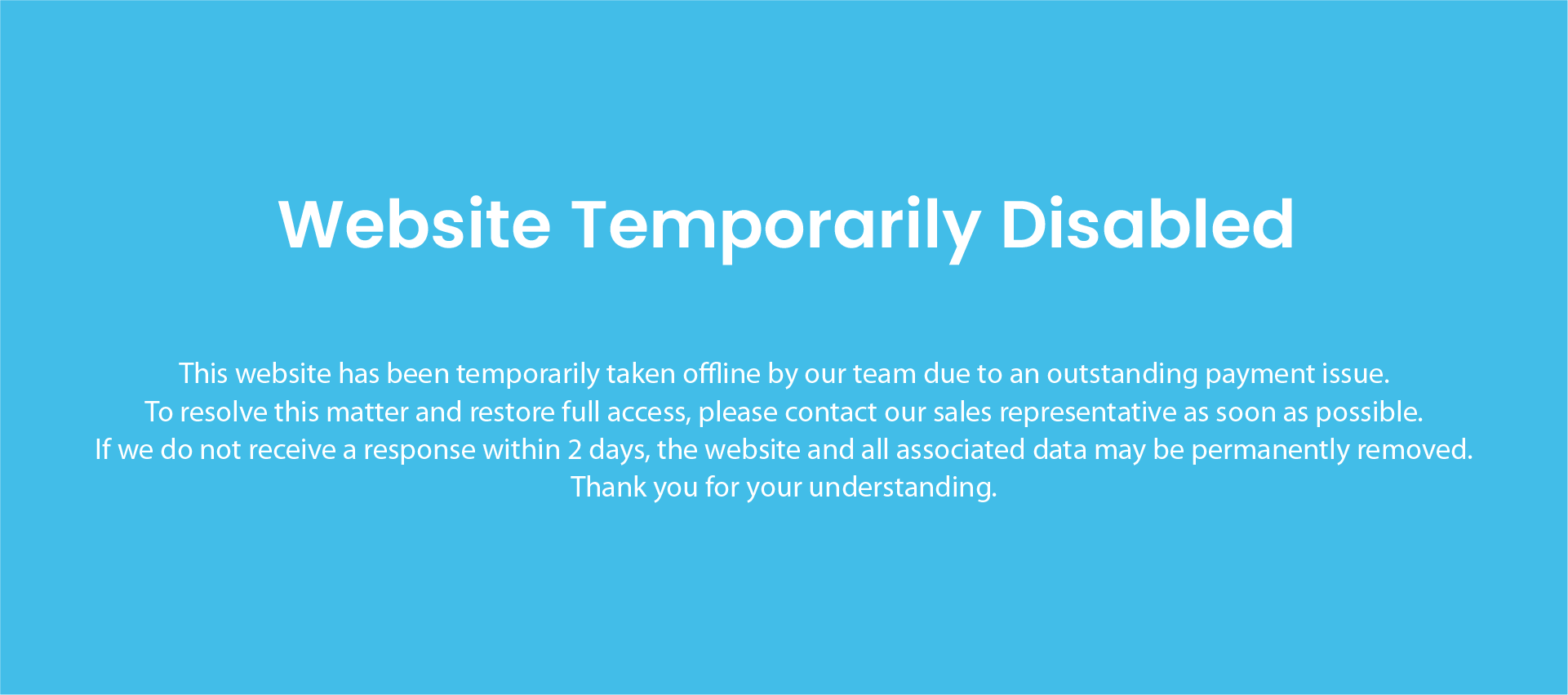 Website Temporarily Disabled
